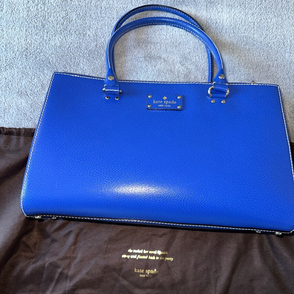 Kate Spade New York Leather Elena Wellesley Cobalt Blue Shoulder Bag